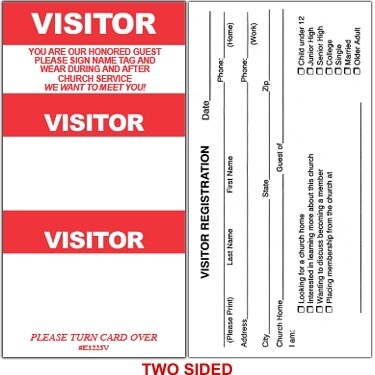 I.D. Label (Visitor) Attendance Cards (pkg of 100)