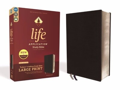 NIV Life Application Large Print Study Bible, Third Edition, Bonded Leather, Black 