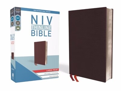 NIV Thinline Large Print Bible, Bonded Leather, Burgundy 