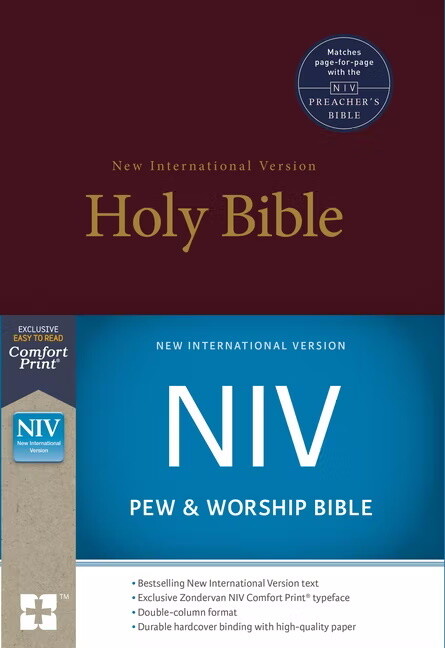 NIV Pew and Worship Bible, Hardcover, Burgundy 