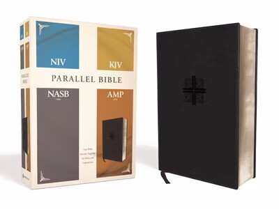 NIV/KJV/NASB '95/AMP Parallel Bible, Leathersoft, Black 