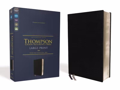 NIV Large Print Thompson Chain Reference Bible, European Bonded Leather, Black 
