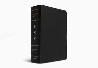 ESV Large Print Study Bible, Genuine Leather, Black, Indexed