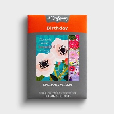 Boxed Cards - Birthday - Beautiful Birthday Flowers (Close Up), KJV