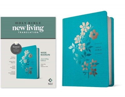 NLT Wide Margin Journaling Edition Bible, Filament Enabled Edition, Ocean Blue Floral Cloth Hardcover