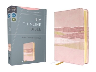 NIV Thinline Bible, Leathersoft, Pink Brush Design