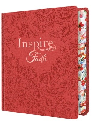 NLT Inspire Faith Bible Filament-Enabled Edition: The Bible for Coloring & Creative Journaling, Hardcover LeatherLike Coral Blooms