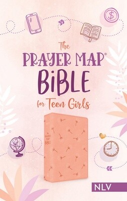 NLV Prayer Map Bible for Teen Girls, Flexible DiCarta, Coral Dandelions