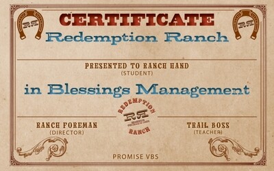 Redemption Ranch VBS Student Certificates (pk of 25)