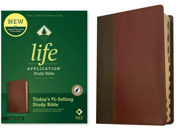 NLT Life Application Study Bible (Third Edition), LeatherLike, Brown/Mahogany, Indexed
