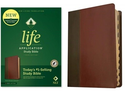 NLT Life Application Study Bible (Third Edition), LeatherLike, Brown/Mahogany, Indexed