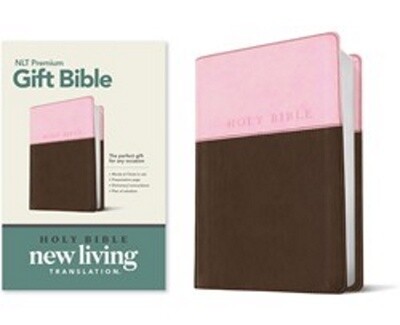 NLT Premium Gift Bible, LeatherLike, Pink/Dark Brown