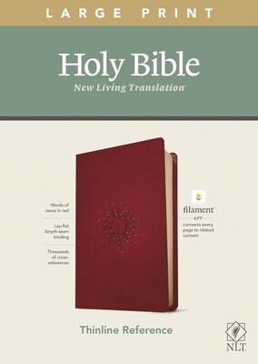 NLT Thinline Large Print Reference Bible, Filament Enabled Edition, LeatherLike, Cranberry