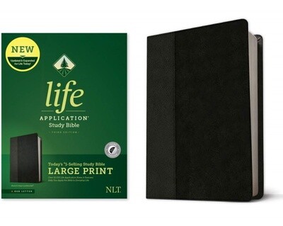 NLT Life Application Large Print Study Bible (Third Edition),  LeatherLike, Black/Onyx, Indexed