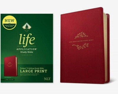 NLT Life Application Large Print Study Bible (Third Edition), LeatherLike, Berry