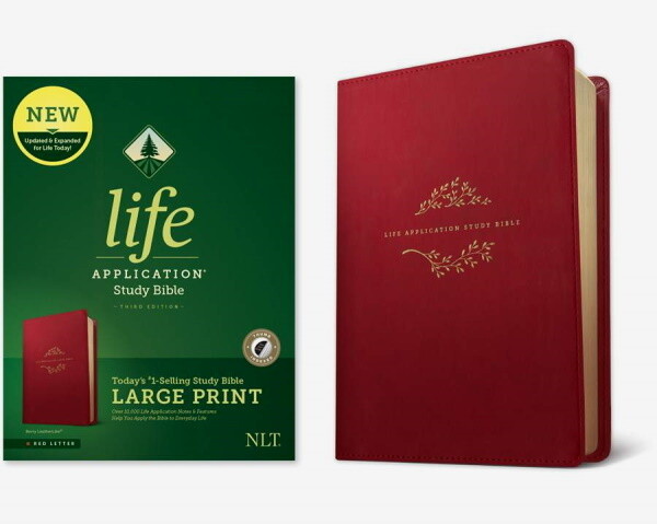 NLT Life Application Large Print Study Bible (Third Edition), LeatherLike, Berry,  Indexed