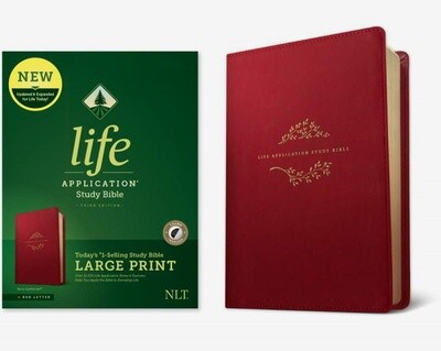 NLT Life Application Large Print Study Bible (Third Edition), LeatherLike, Berry, Indexed