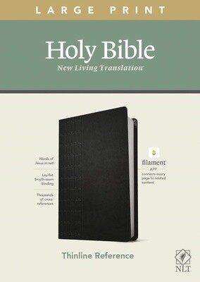 NLT Thinline Large Print Reference Bible, Filament Enabled Edition, LeatherLike, Black Cross Grip Design