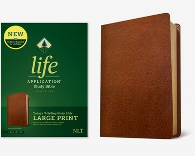 NLT Life Application Large Print Study Bible (Third Edition), Genuine Leather, Brown