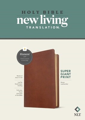 NLT Super Giant Print Bible, Filament-Enabled Edition, LeatherLike, Brown