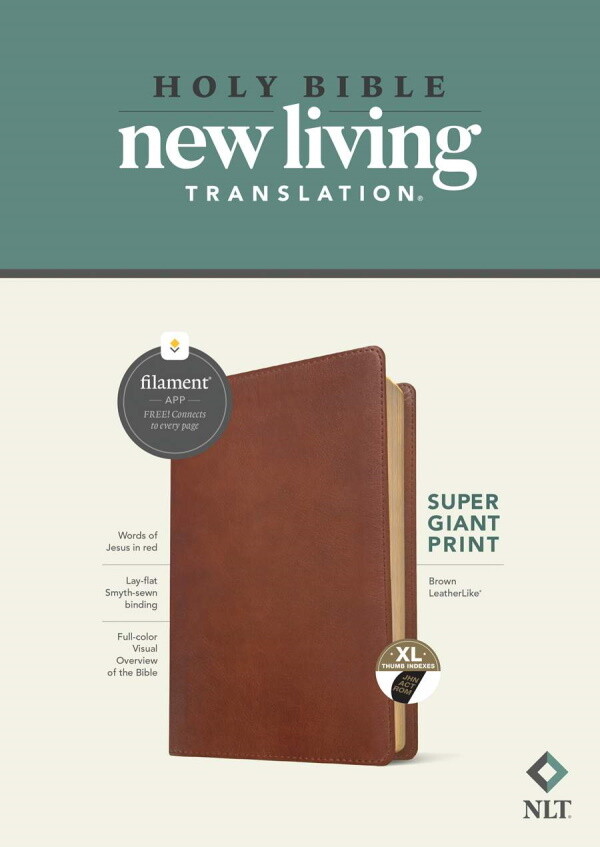 NLT Super Giant Print Bible, Filament-Enabled Edition, LeatherLike, Brown, Indexed