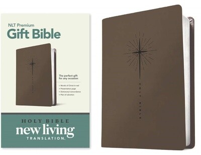 NLT Premium Gift Bible, LeatherLike, Star Cross Taupe