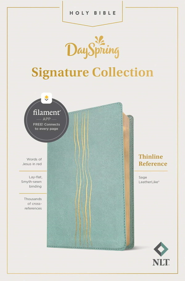 NLT Thinline Reference Bible, Filament Enabled Edition, LeatherLike, Sage