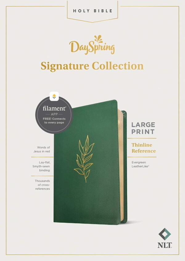 NLT Thinline Large Print Reference Bible, Filament Enabled Edition, LeatherLike, Evergreen