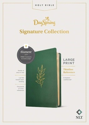 NLT Thinline Large Print Reference Bible, Filament Enabled Edition, LeatherLike, Evergreen