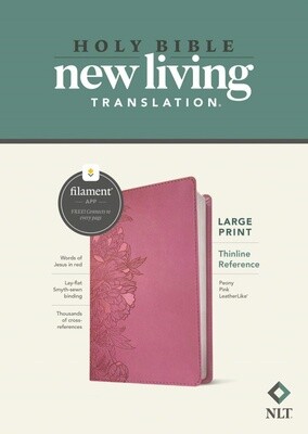 NLT Thinline Large Print Reference Bible, Filament Enabled Edition, LeatherLike, Peony Pink