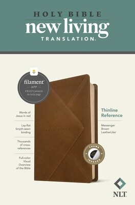 NLT Thinline Reference Bible, Filament Enabled Edition, LeatherLike, Messenger Brown, Indexed