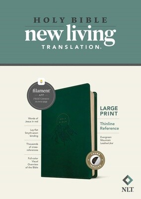 NLT Thinline Large Print Reference Bible, Filament Enabled Edition, LeatherLike, Evergreen Mountain, Indexed