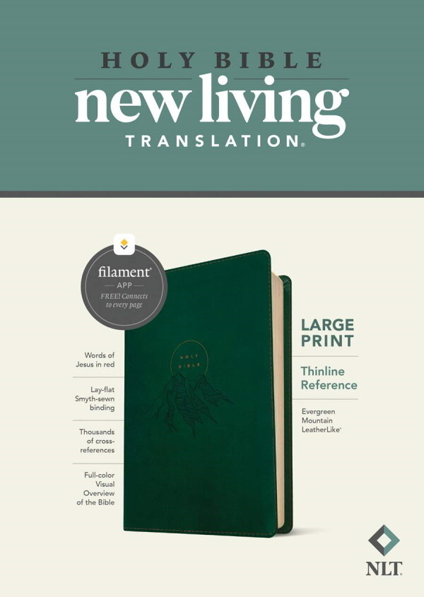 NLT Thinline Large Print Reference Bible, Filament Enabled Edition, LeatherLike, Evergreen Mountain
