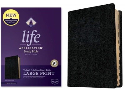 NKJV Life Application Large Print Study Bible (Third Edition), Bonded Leather, Black, Indexed