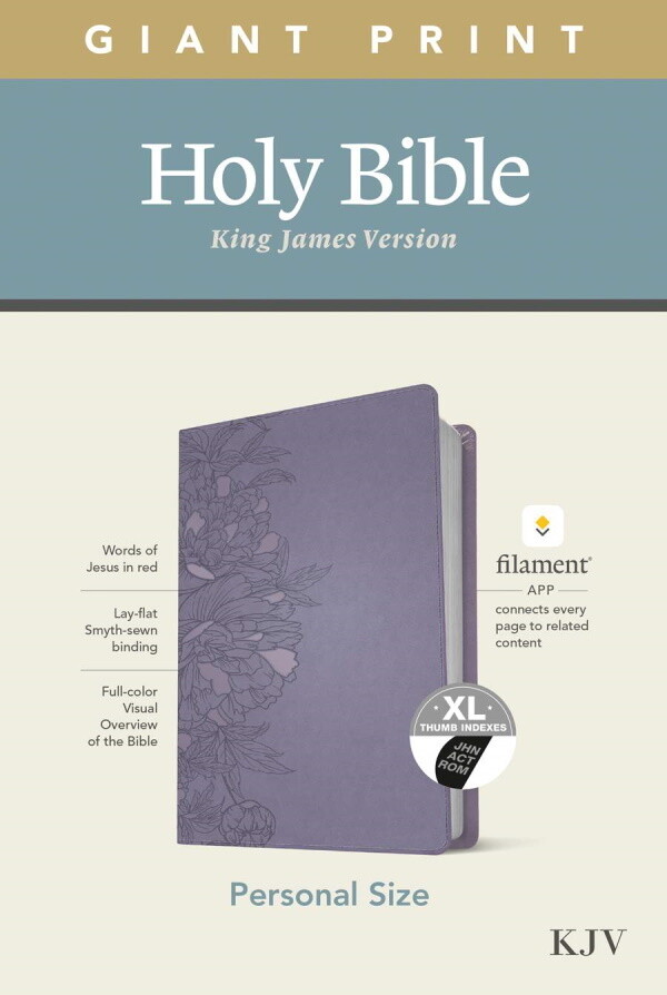 KJV Personal Size Giant Print Bible, Filament Enabled Edition, LeatherLike, Peony Lavender, Indexed