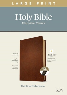 KJV Thinline Large Print Reference Bible, Filament Enabled Edition, Genuine Leather, Brown, Indexed