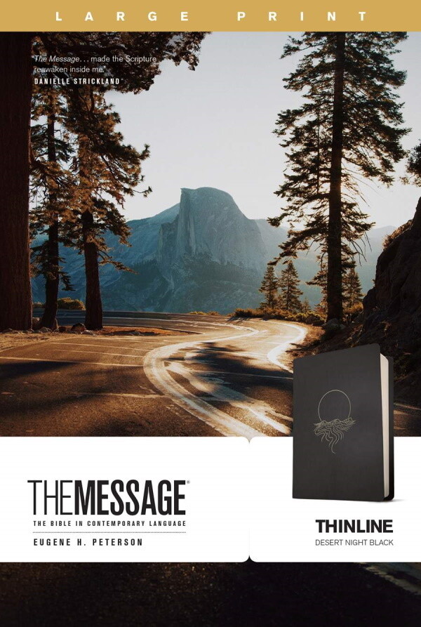 The Message Thinline Large Print Bible, Leather-Look, Desert Night Black