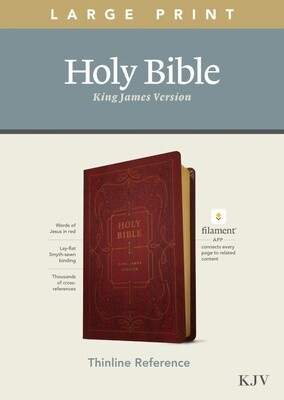 KJV Thinline Large Print Reference Bible, Filament Enabled Edition, LeatherLike, Ornate Burgundy