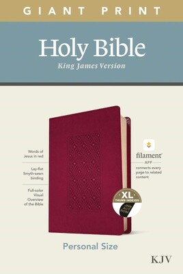 KJV Personal Size Giant Print Bible, Filament Enabled Edition, LeatherLike, Cranberry, Indexed