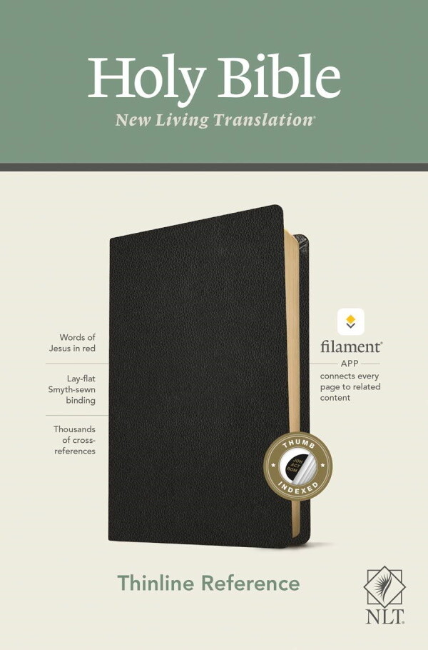NLT Thinline Reference Bible, Filament Enabled Edition, Genuine Leather, Black, Indexed