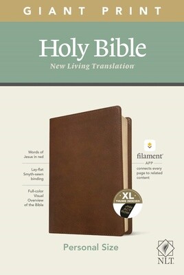 NLT Personal Size Giant Print Bible, Filament-Enabled Edition, LeatherLike, Rustic Brown, Indexed
