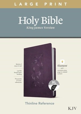 KJV Thinline Large Print Reference Bible, Filament Enabled Edition, LeatherLike, Floral Frame Purple, Indexed
