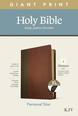 KJV Personal Size Giant Print Bible, Filament Enabled Edition, LeatherLike, Brown/Mahogany, Indexed