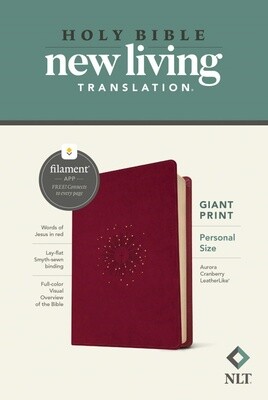 NLT Personal Size Giant Print Bible, Filament-Enabled Edition, LeatherLike, Aurora Cranberry
