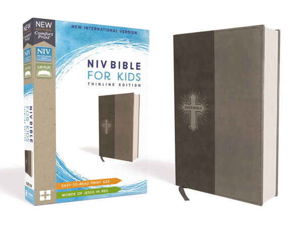NIV Thinline Bible For Kids, Leathersoft, Gray