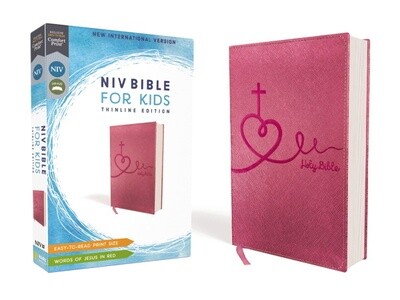 NIV Thinline Bible For Kids, Leathersoft, Pink