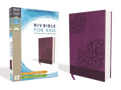 NIV Thinline Bible For Kids, Leathersoft, Purple