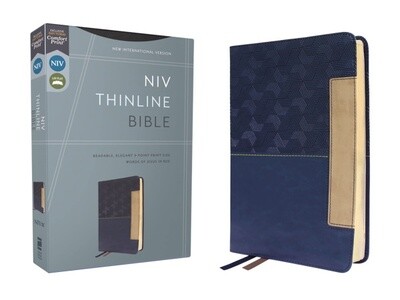 NIV Thinline Bible, Leathersoft, Blue/Tan