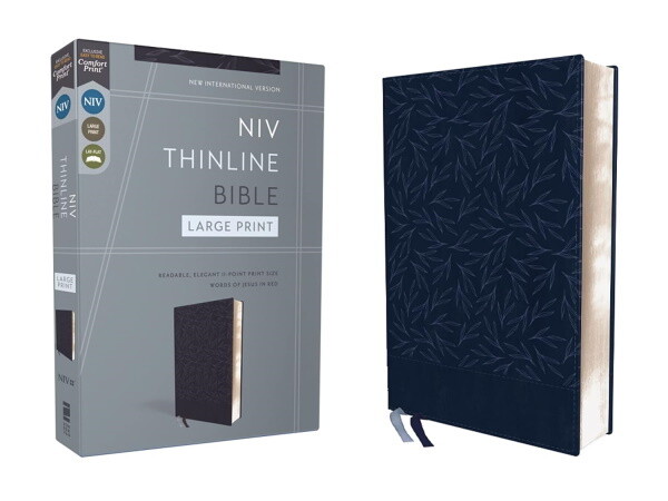 NIV Thinline Large Print Bible, Leathersoft, Navy