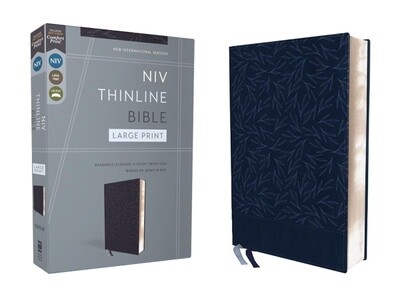 NIV Thinline Large Print Bible, Leathersoft, Navy